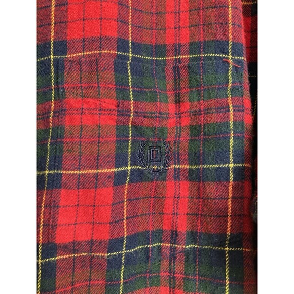 Chaps Ralph Lauren Men's Flannel Button Up Shirt XL Red Plaid Crest - Picture 12 of 12